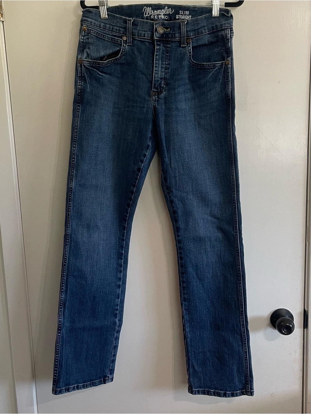Wrangler Retro Slim Straight Mens Jeans - Dark Blue